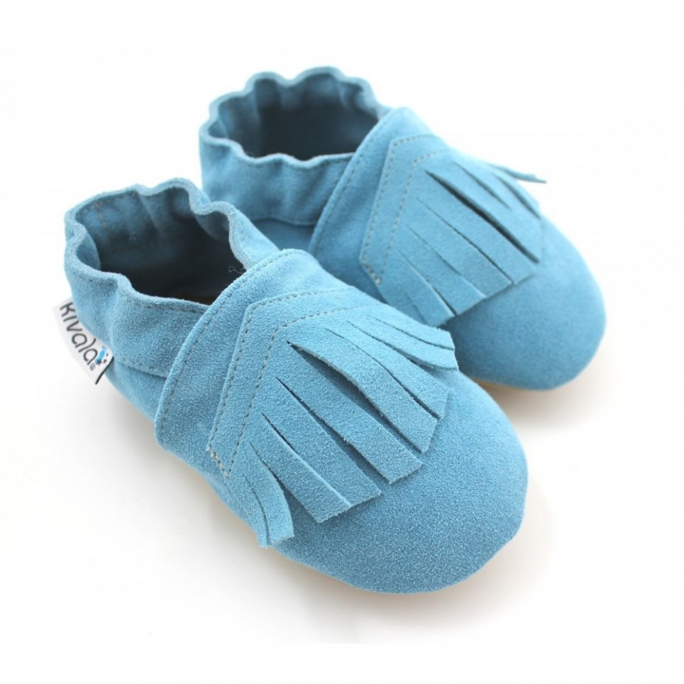 Chaussons en daim a Franges Lagon