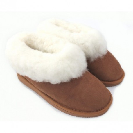 Mules Femme En Cuir Camel Fourrées Peau De Mouton – Tannage Naturel, Talon Plat, Taille 40 - 11